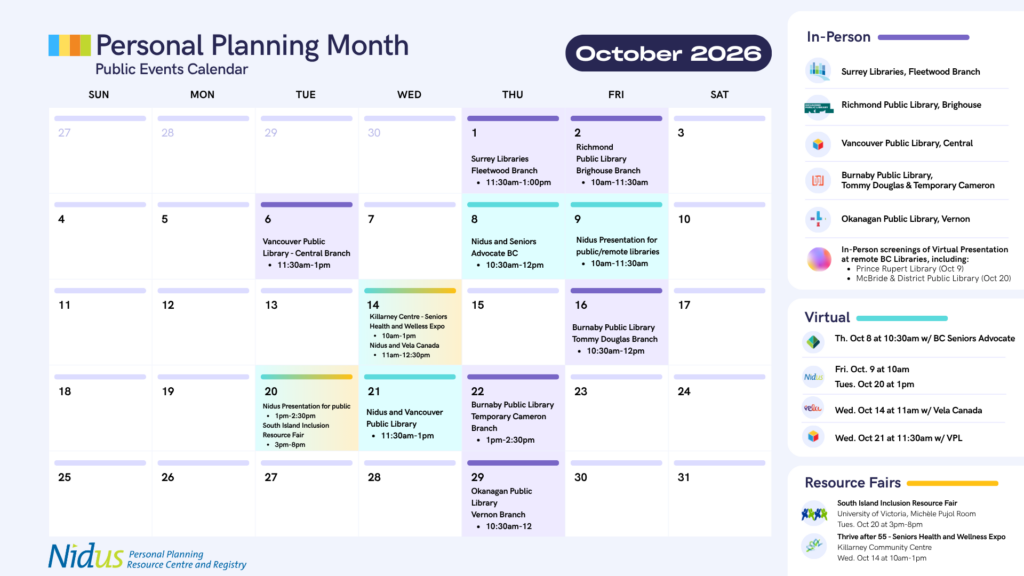 Personal Planning Month Calendar for 2026 (Nidus)